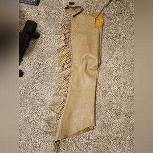 Custom Tan Leather Fringed Chaps